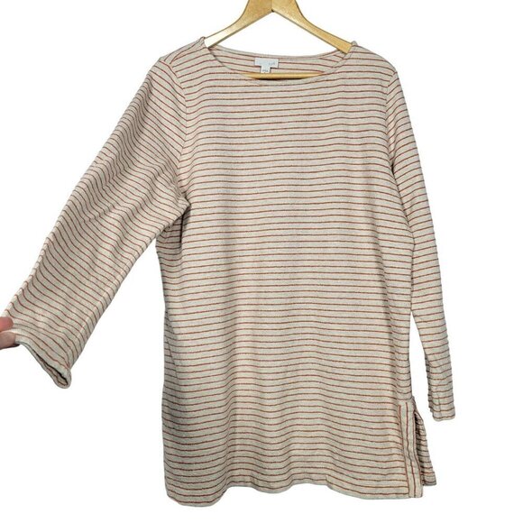 J. Jill Women's Striped Terry Style Light Weight Cream & Orange Sweater Size XL - Picture 1 of 12